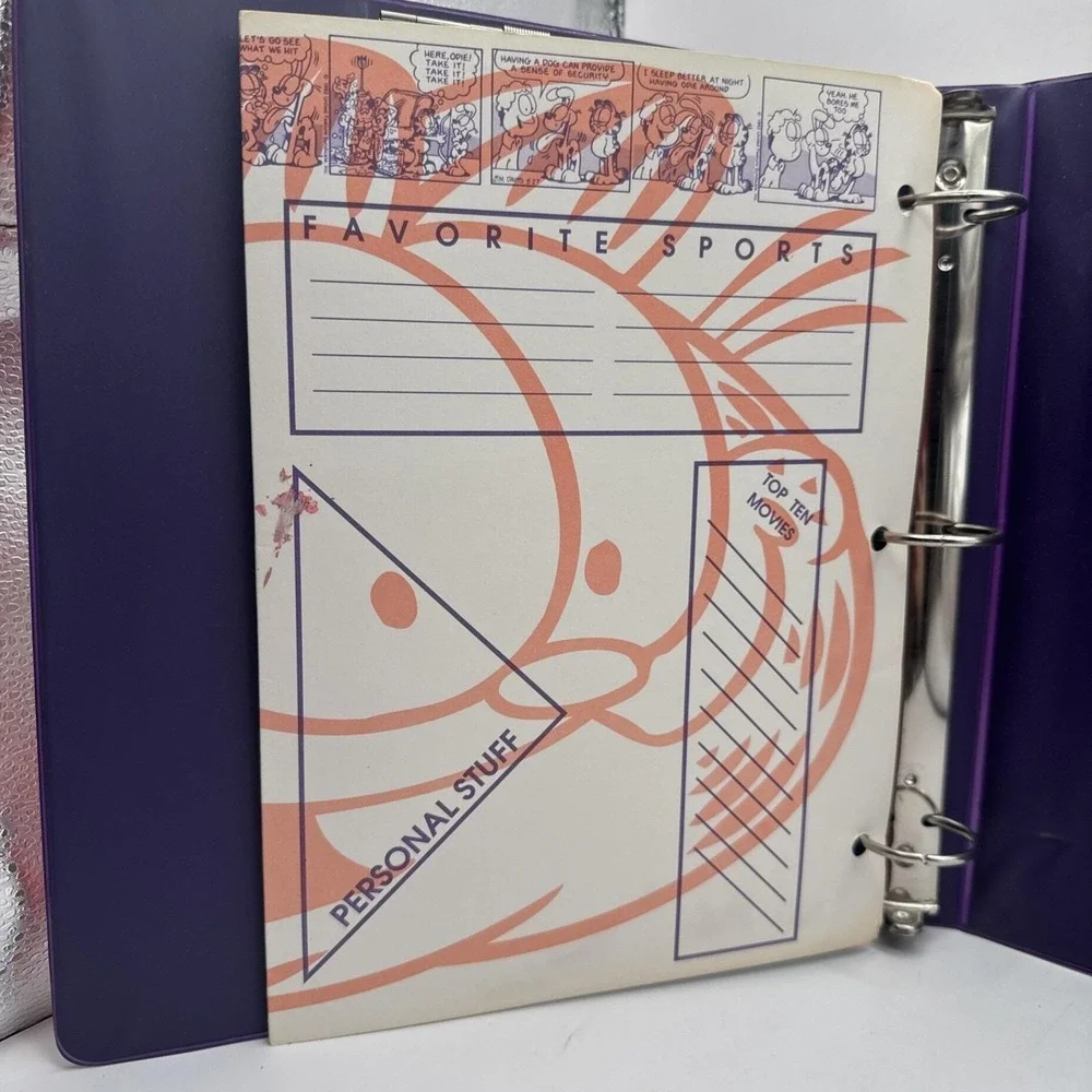 Vintage Garfield Mead 3-Ring Binder Planner Clipboard Metal Clip & Planner 1990s